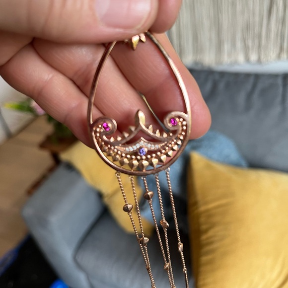 Genuine Thomas Sabo Rose Gold and Ruby Earrings - Picture 2 of 2